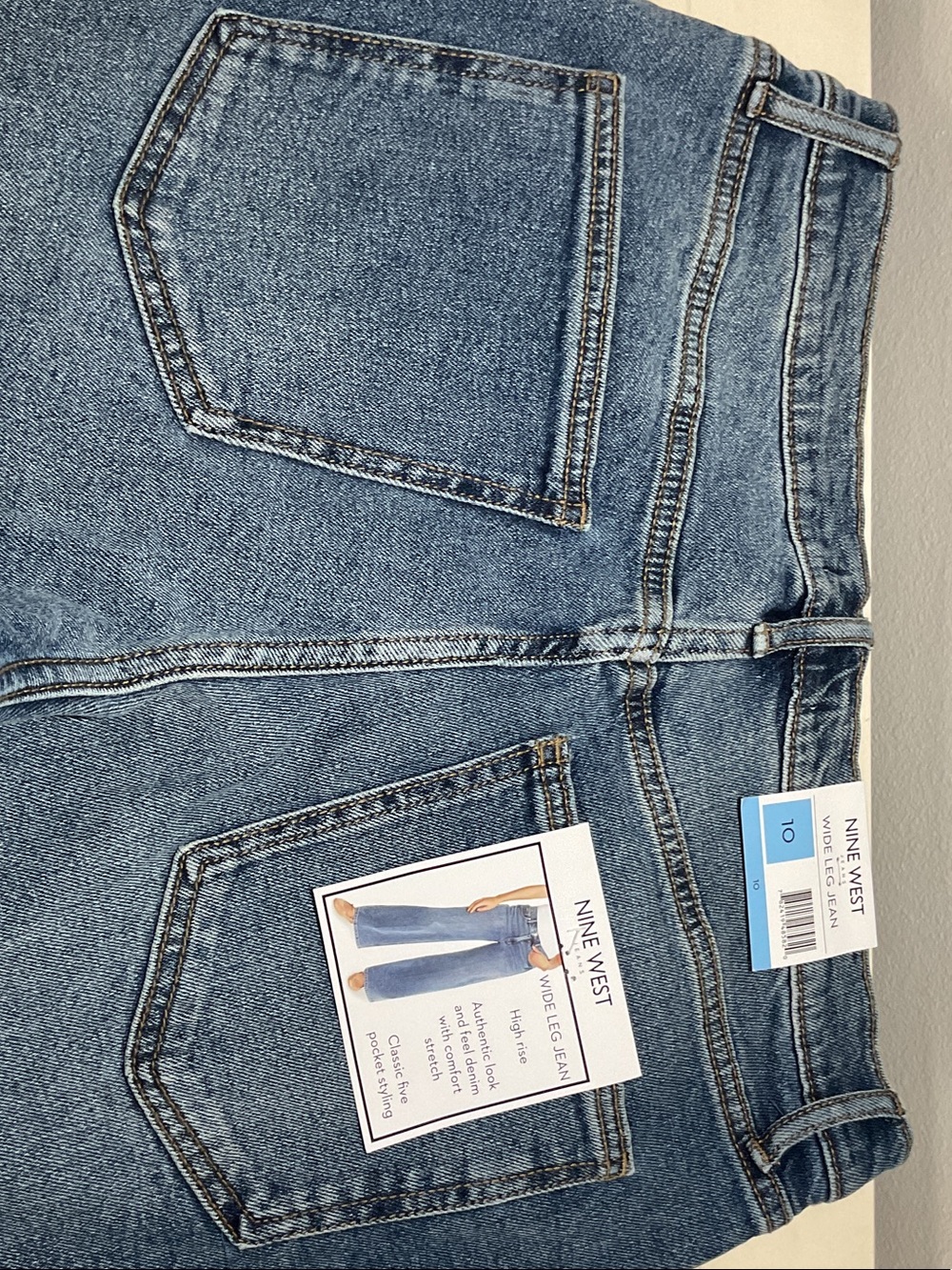 Nine West Wide Leg High-Rise Jeans - Light Blue - Picture 4 of 4